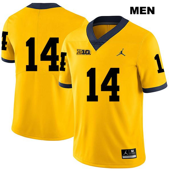 Men's NCAA Michigan Wolverines Josh Metellus #14 No Name Yellow Jordan Brand Authentic Stitched Legend Football College Jersey TG25J26GB